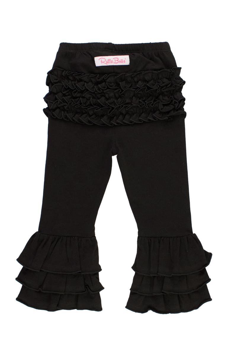 RuffleButts Baby/Toddler Girls Ruffle Flare Pants, Main, color, Black