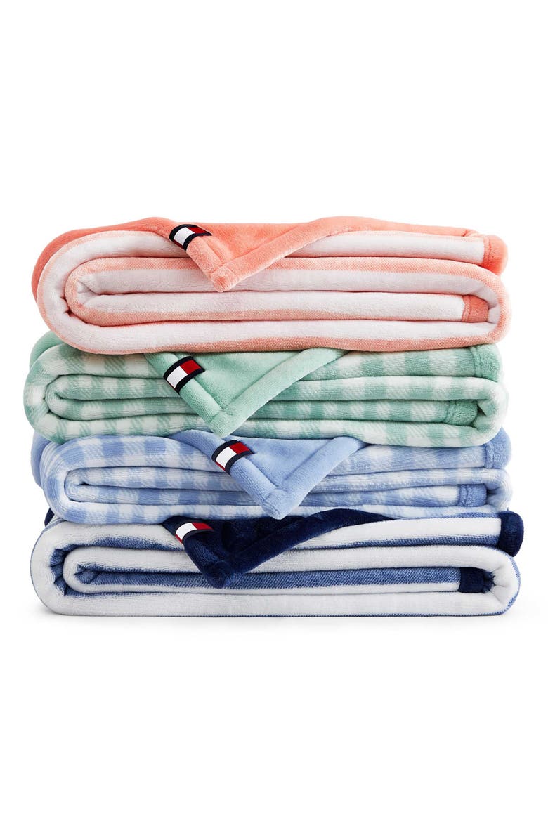 Tommy Hilfiger Modern Check Throw, Alternate, color, Harbor Green/ White