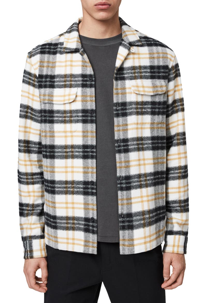 Lenado Plaid Button-Up Flannel Shirt, Main, color, WHITE