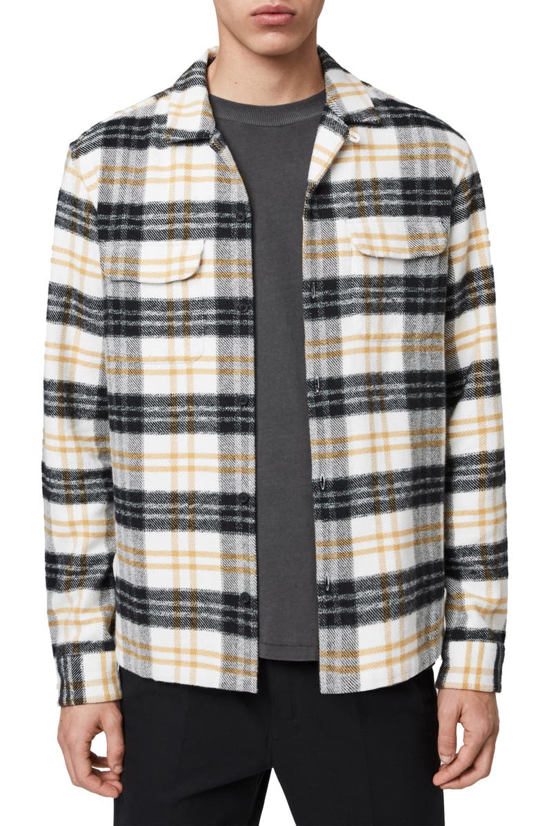 AllSaints Lenado Plaid Button-Up Flannel Shirt, Main, color, 