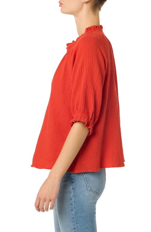 Shop Joe's Elbow Sleeve Cotton Gauze Top In Valiant Poppy