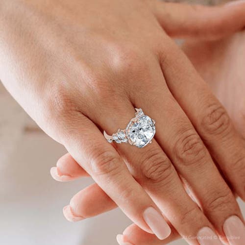 Bliss Diamond Certified 5 1/2ct Muse Cushion Diamond Engagement Ring 14k Gold Or Pt Lab Grown In Gold