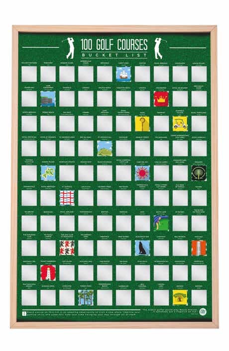 100 Golf Courses Bucket List Scratch Off Poster