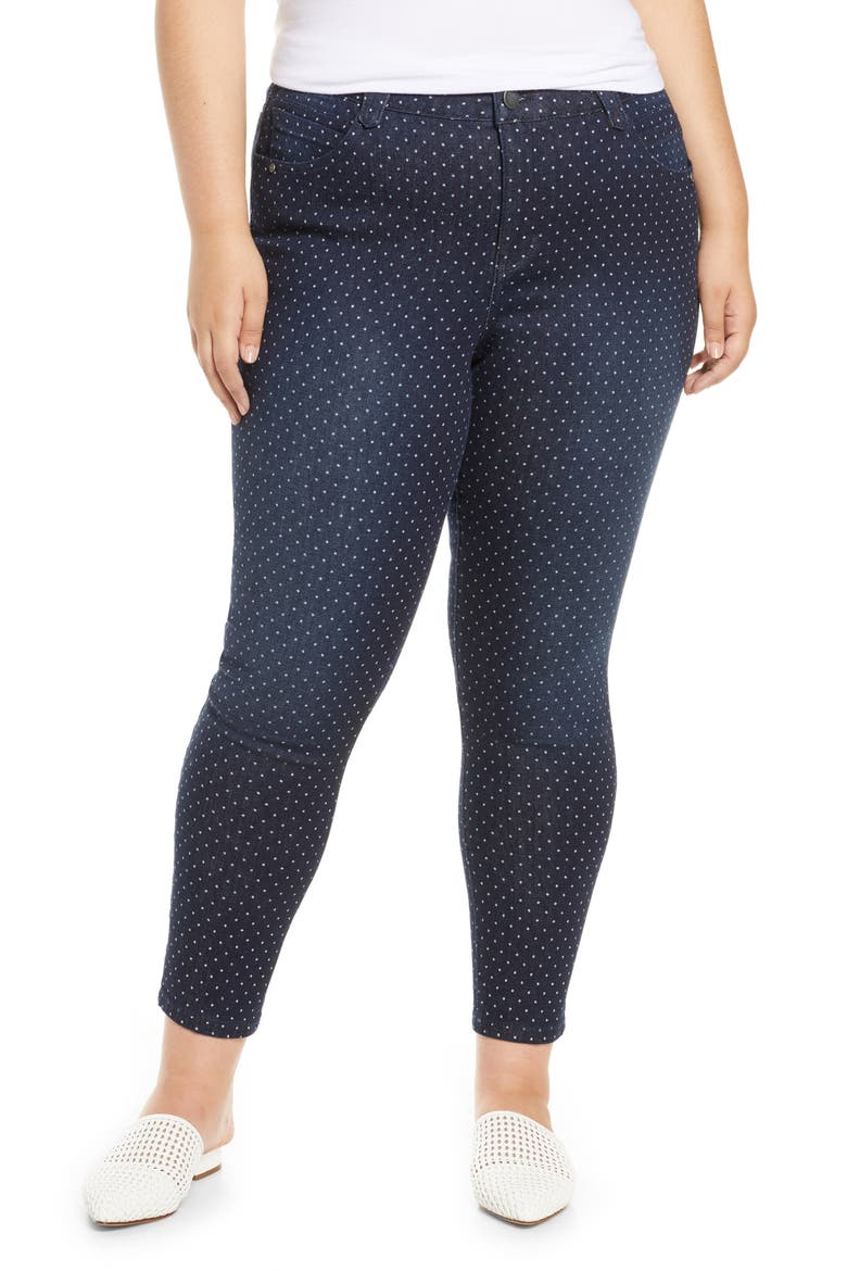 Ab-Solution Dot Pattern Ankle Skinny Jeans (Nordstrom Exclusive), Main, color, INDIGO