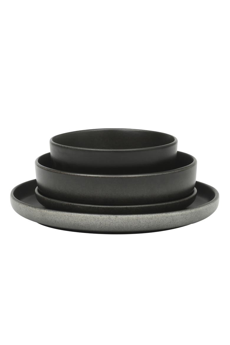 Soho Lounge Pasco 16-Piece Reactive Glaze Stoneware Dinnerware Set, Alternate, color, Black