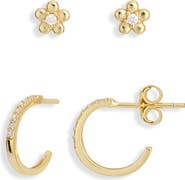 ARGENTO VIVO Set of 2 Flower Stud & Hoop Earrings