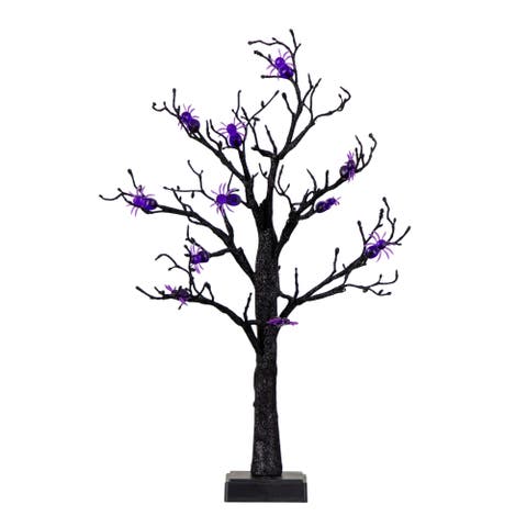 2-ft Pre-Lit Artificial Halloween Spider Twig Tree with 24 Purple LED Lights