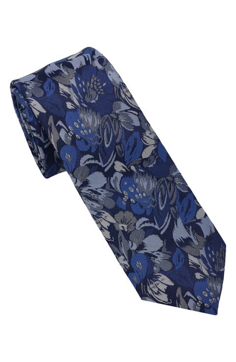 Abstract Floral Jacquard Slim Tie