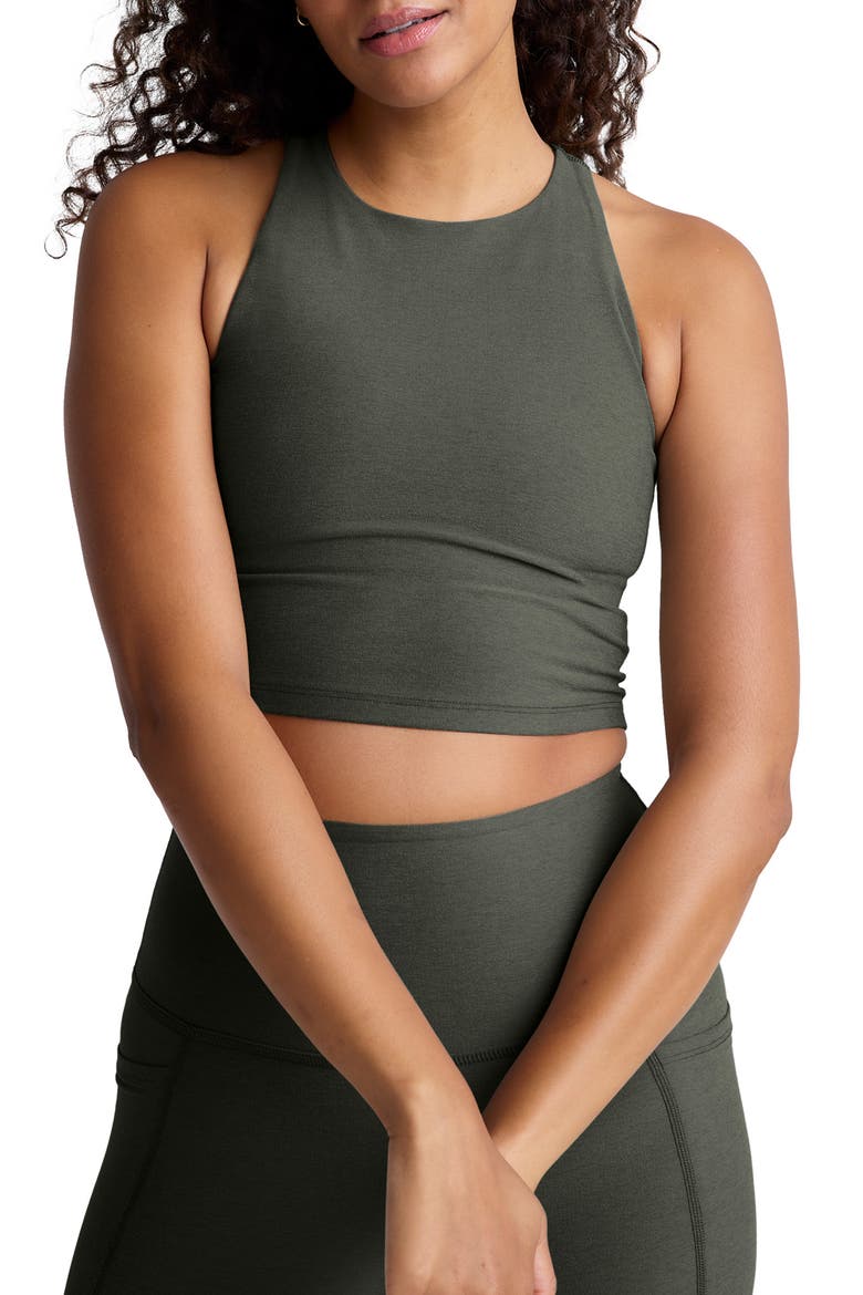 Spacedye Refocus Racerback Crop Tank, Main, color, DUSTY FOREST HEATHER