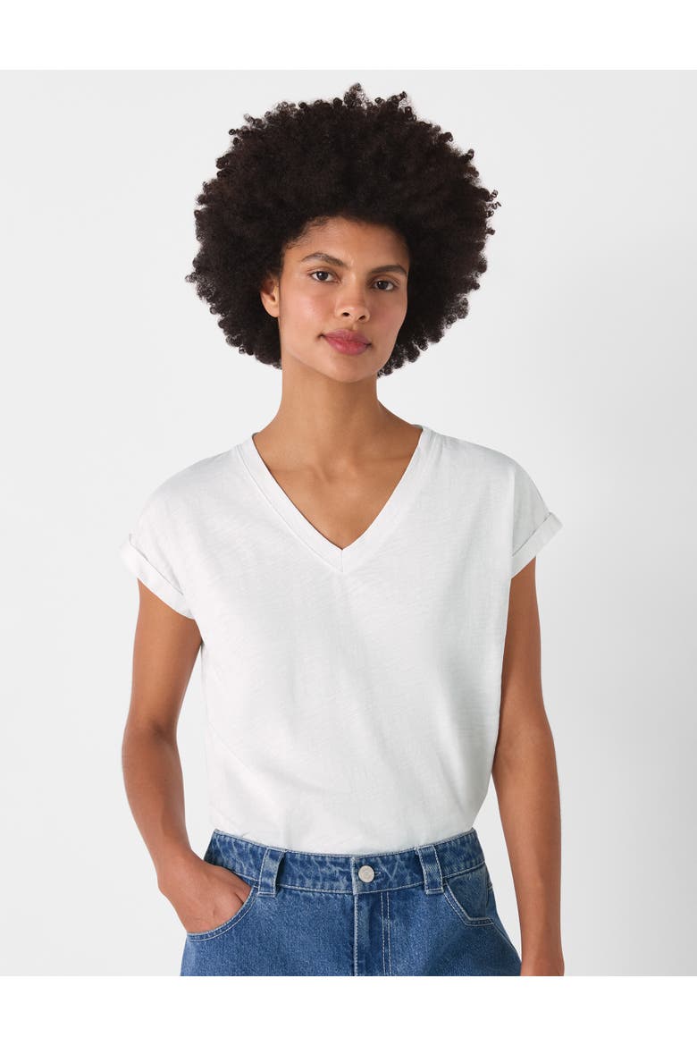 Willa V-Neck Cap Sleeve T-Shirt, Main, color, White
