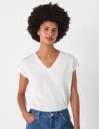 Whistles Willa V-Neck Cap Sleeve T-Shirt