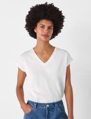 Whistles Willa V-Neck Cap Sleeve T-Shirt