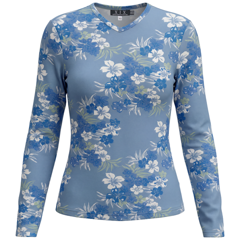 Printed Paisley V-Neck Long Sleeve Tee Top
