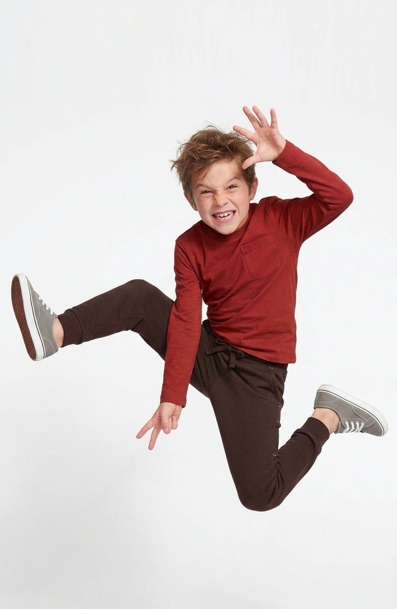 Mightly Organic Cotton Kids Long Sleeve T-Shirt 2-pack, Alternate, color, Olive, Rust And Heather Gray