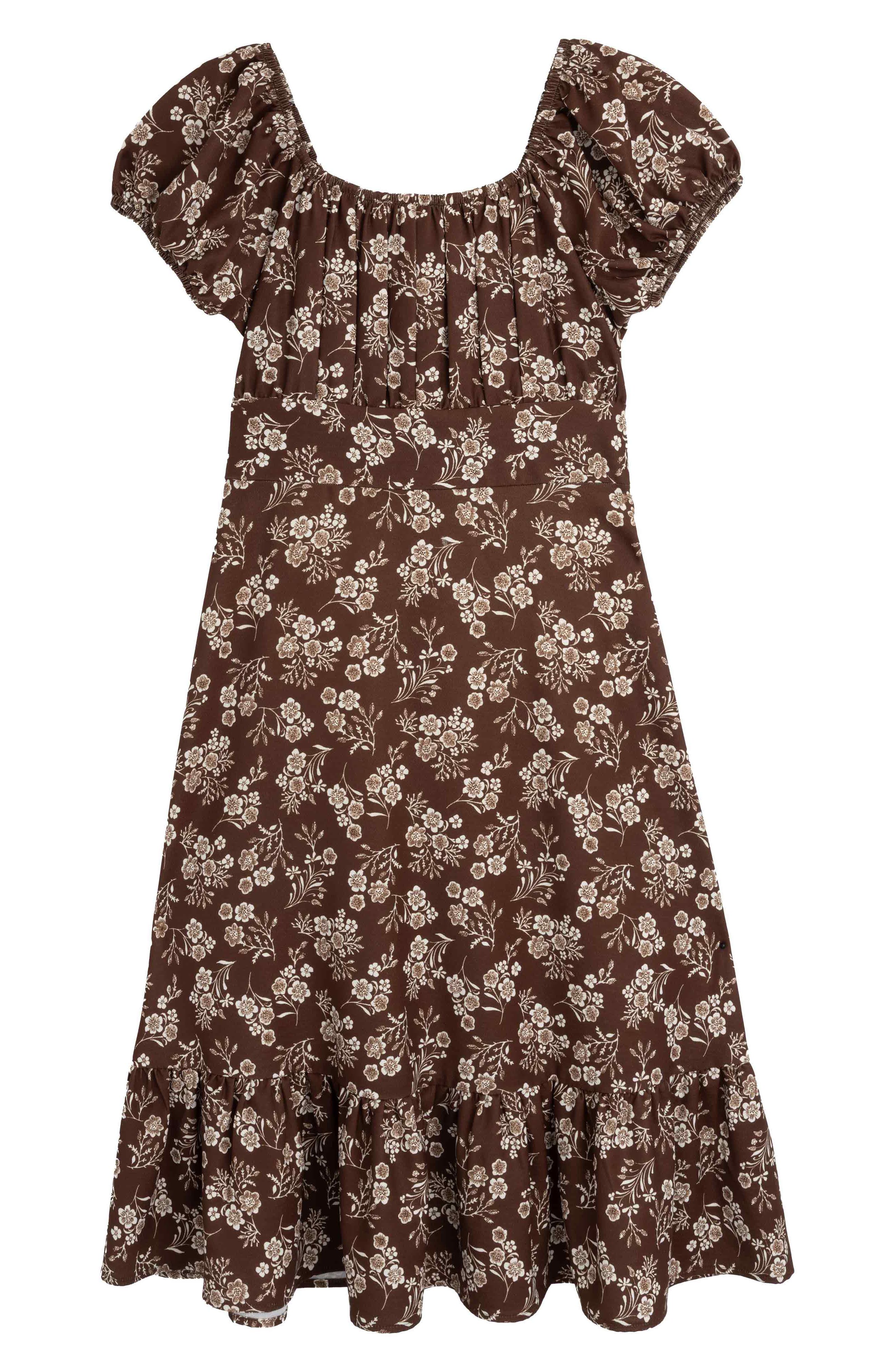 Kids' Floral Puff Sleeve Midi Dress