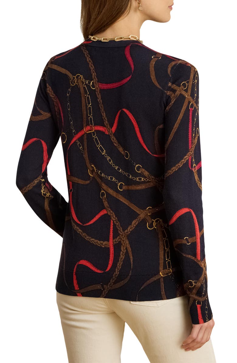 Lauren Ralph Lauren Tack Print Crewneck Sweater, Alternate, color, Navy Multi