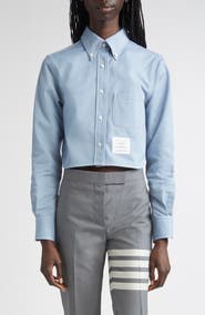 Thom Browne Classic Denim Cropped Button-Down Shirt