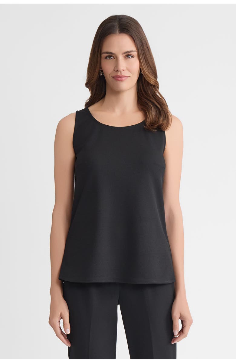 Ming Wang Stretch Deco Crepe Scoop Neck Tank, Alternate, color, Black