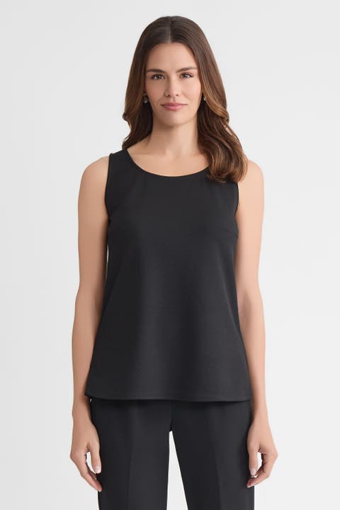 Ming Wang Stretch Deco Crepe Scoop Neck Tank