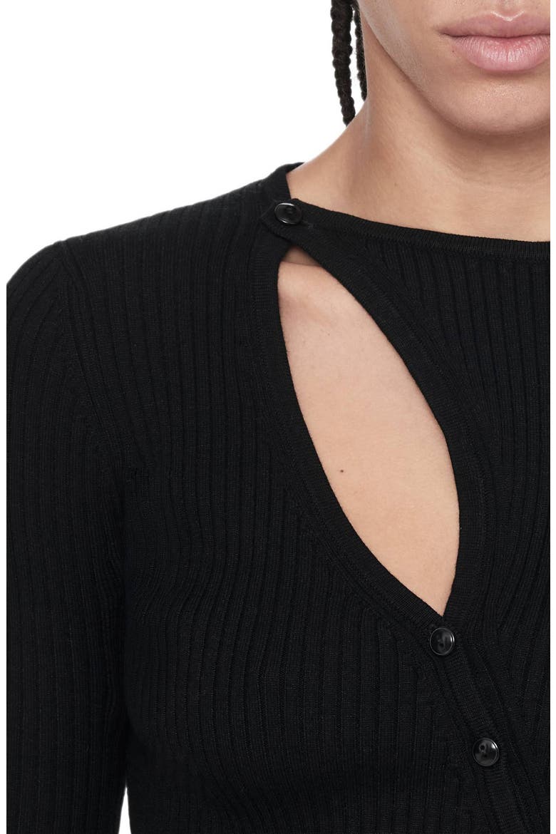 Cruz Asymmetric Button Through Top, Alternate, color, BLACK
