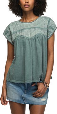 Lucky Brand Embroidered Yoke Top