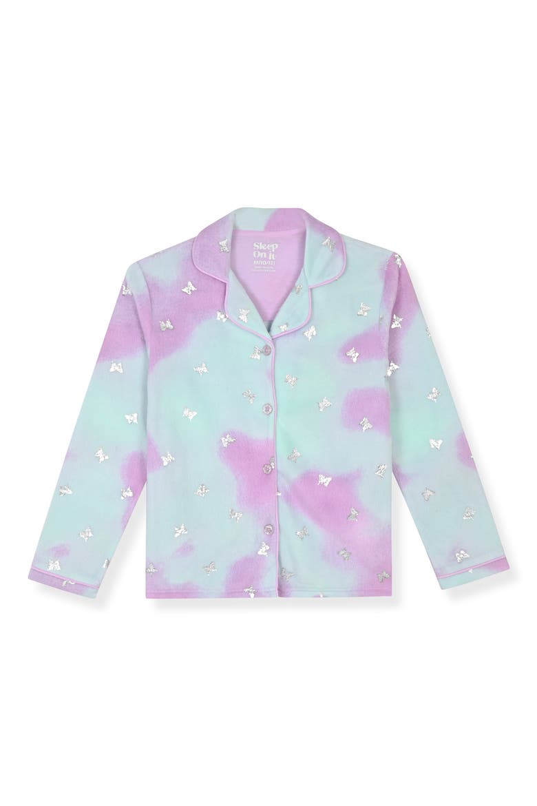 Kids' Butterfly Fleece 3-Piece Pajamas, Alternate, color, PURPLE