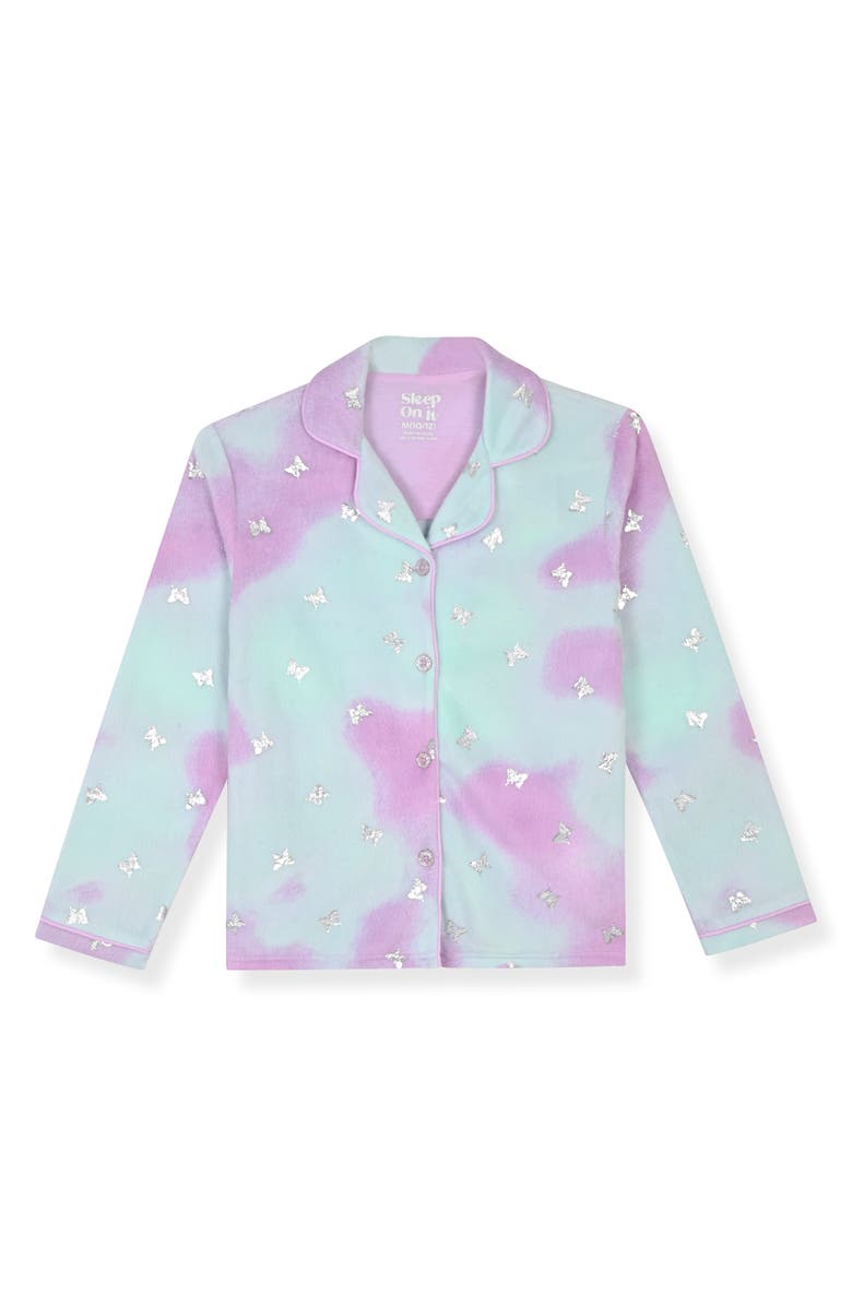 SLEEP ON IT Kids' Butterfly Fleece 3-Piece Pajamas, Alternate, color, Purple