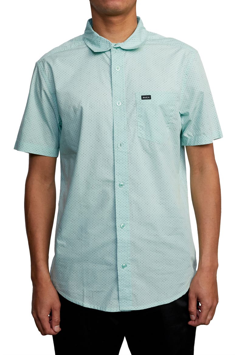 Carlo Dot Short Sleeve Button-Up Shirt, Main, color, ICE BLUE