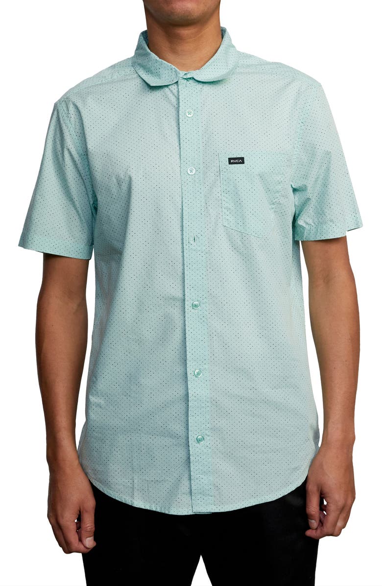 RVCA Carlo Dot Short Sleeve Button-Up Shirt, Main, color, 