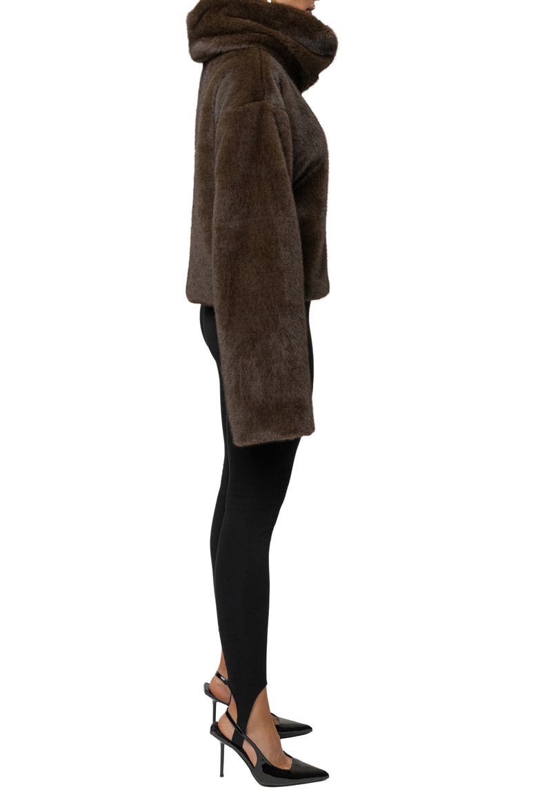 Turtleneck Faux Fur Pullover, Alternate, color, BROWN