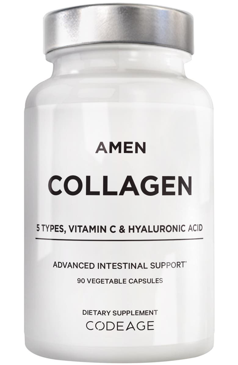 Codeage Amen Collagen Peptides + Hyaluronic Acid & Vitamin C, Main, color, White
