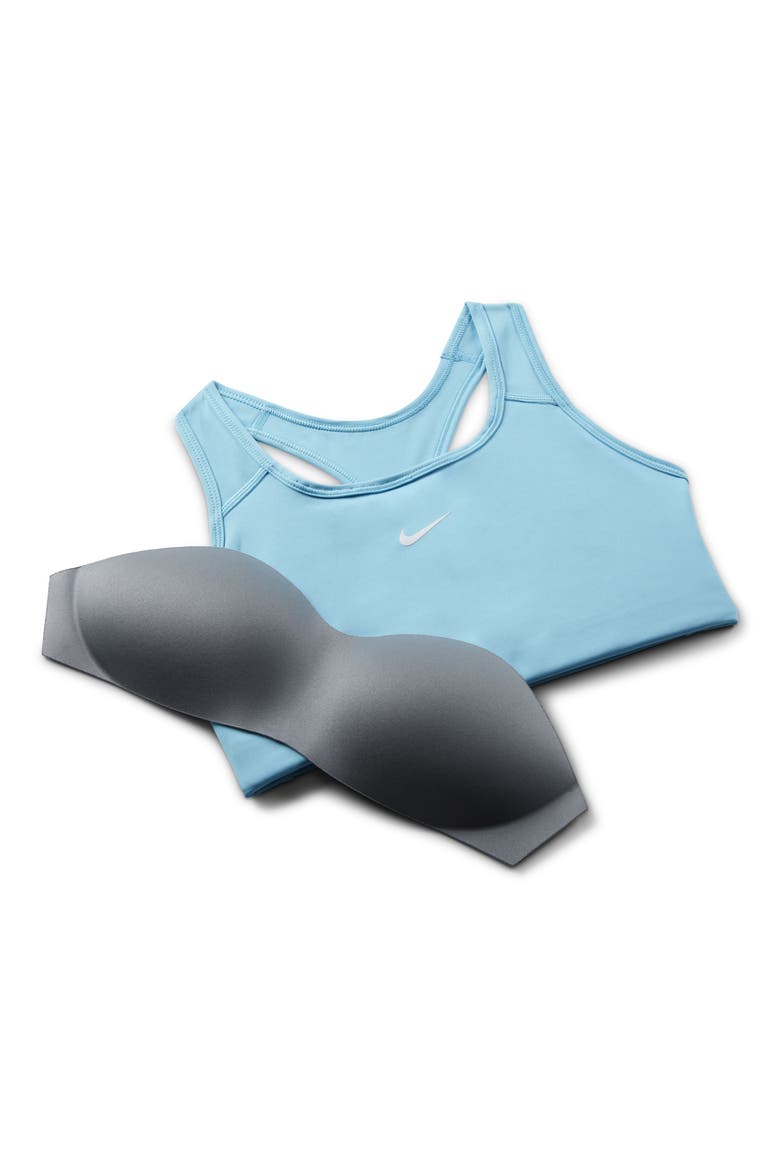 Swoosh Dri-FIT Racerback Sports Bra, Alternate, color, BALTIC BLUE/ WHITE