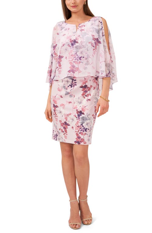 Chaus Floral Notch Overlay Dress In Multi