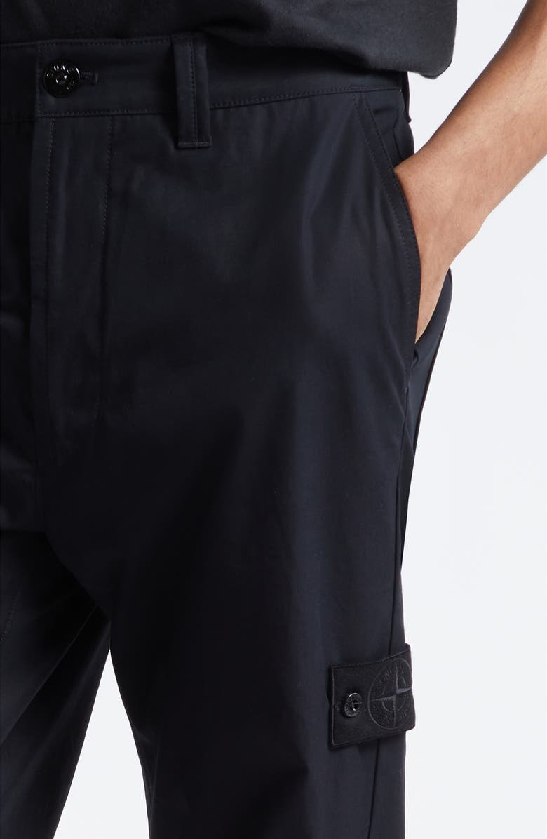 Stone Island Cotton Straight Leg Pants, Alternate, color, Black