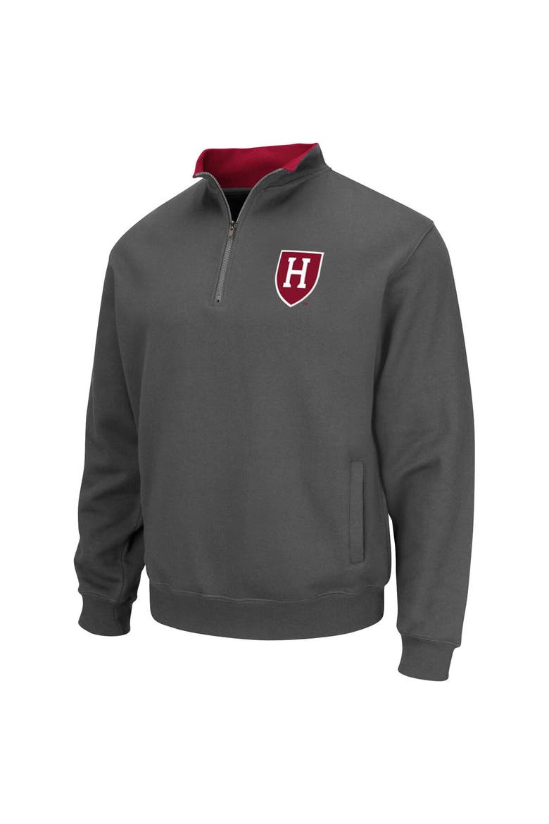 Men's Colosseum Charcoal Harvard Crimson Tortugas Team Logo Quarter-Zip Jacket, Alternate, color, Charcoal