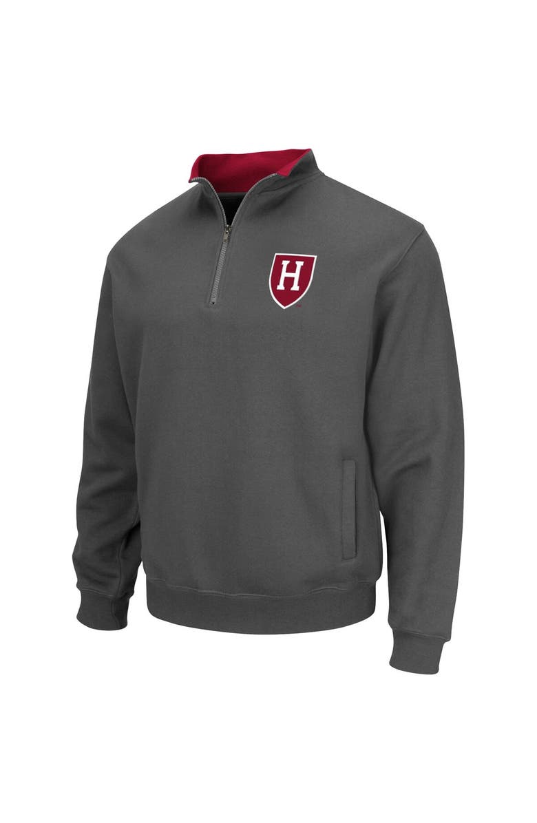 COLOSSEUM Men's Colosseum Charcoal Harvard Crimson Tortugas Team Logo Quarter-Zip Jacket, Alternate, color, Charcoal
