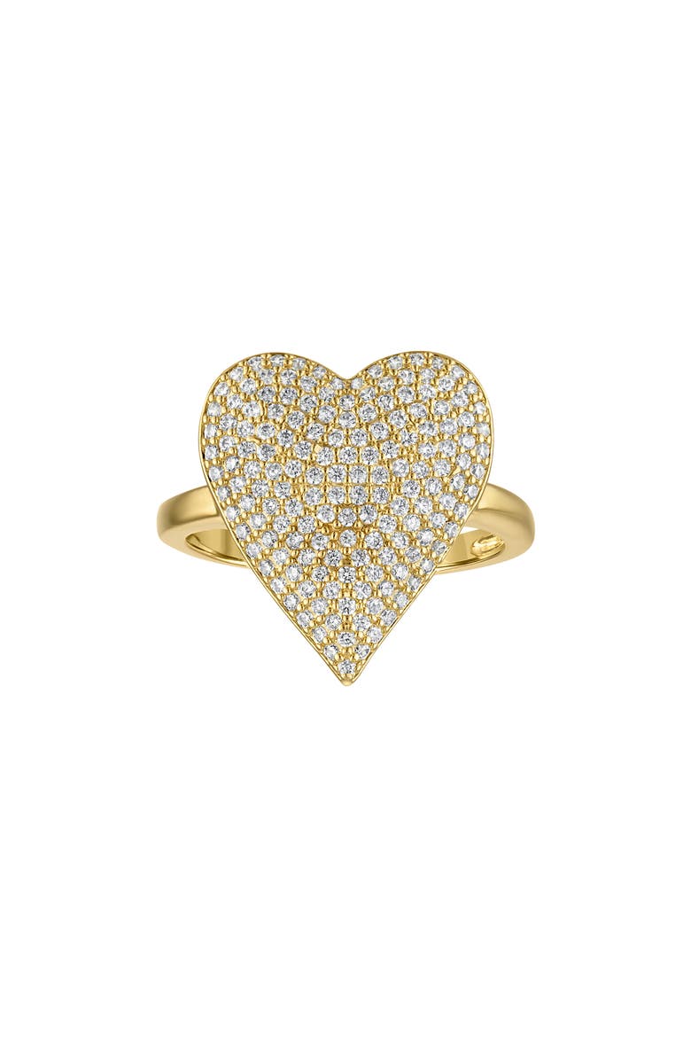 Heart Pavé Cubic Zirconia Cocktail Ring, Main, color, GOLDTONE