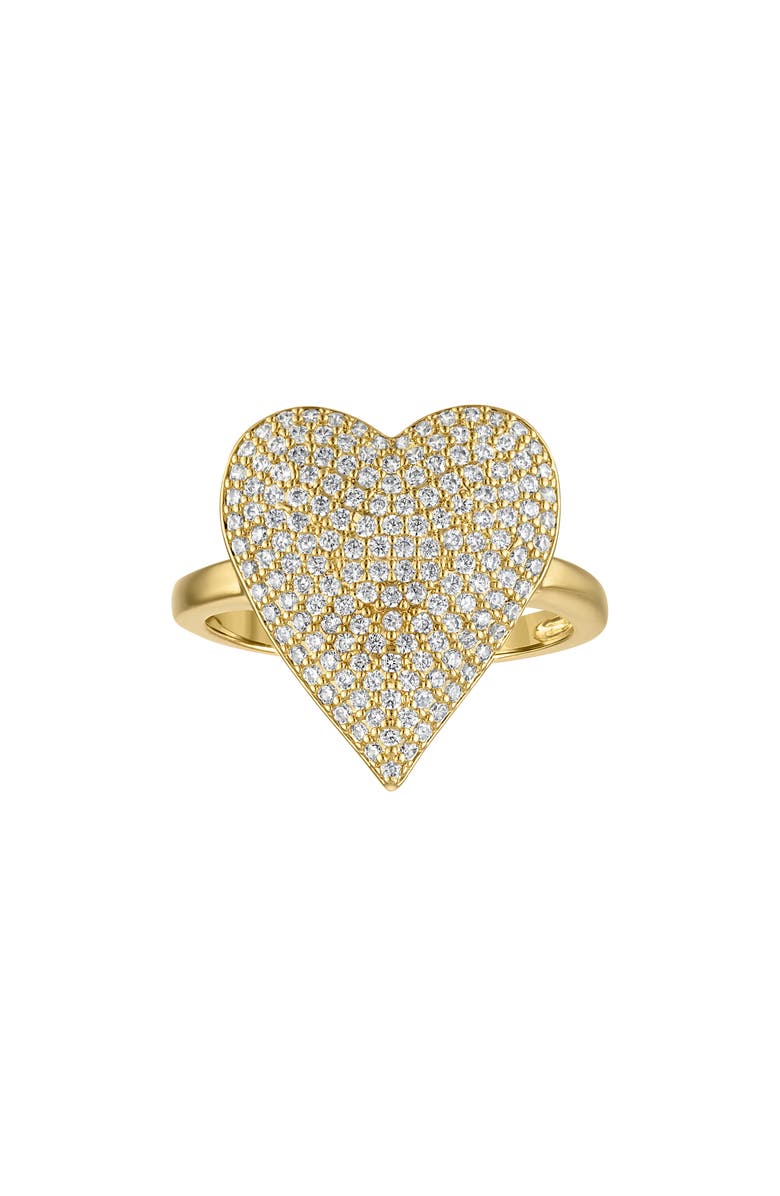 FZN Heart Pavé Cubic Zirconia Cocktail Ring, Main, color, Goldtone