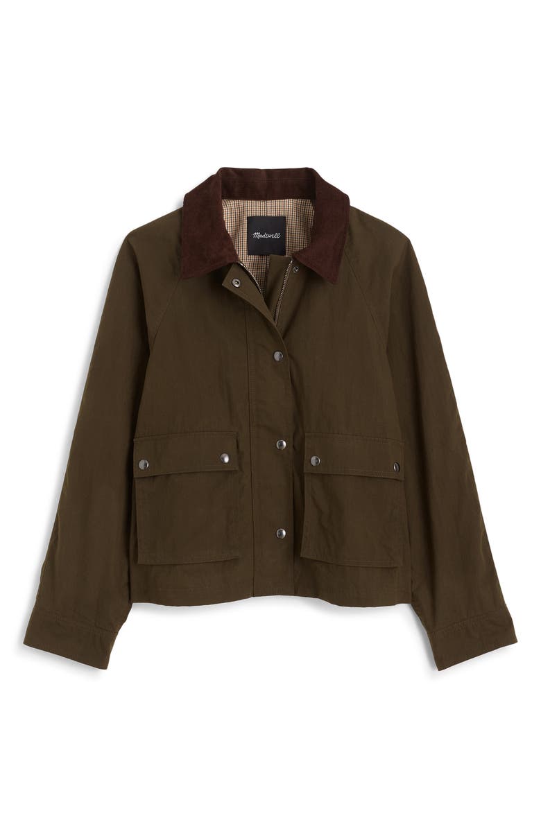 Madewell Waxed Zip Jacket, Alternate, color, Trench Green