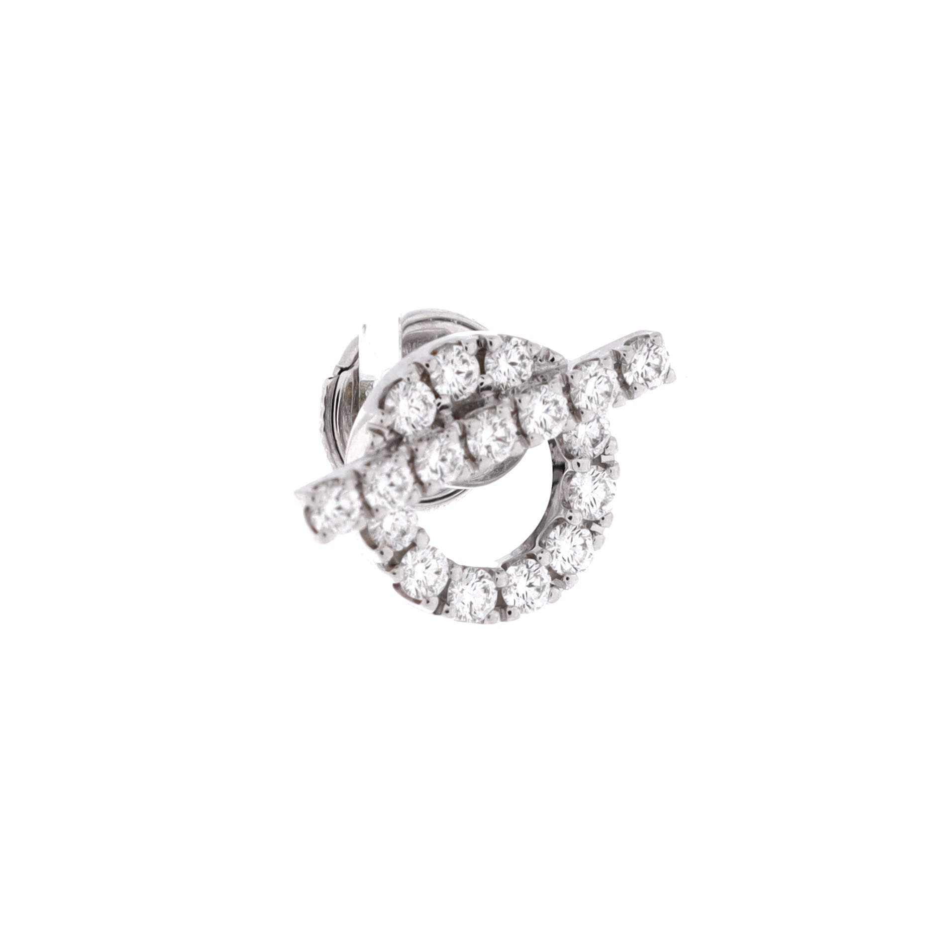 Pre-Owned Hermes Finesse Stud Earrings 18K White Gold and Diamonds, Alternate, color, White Gold