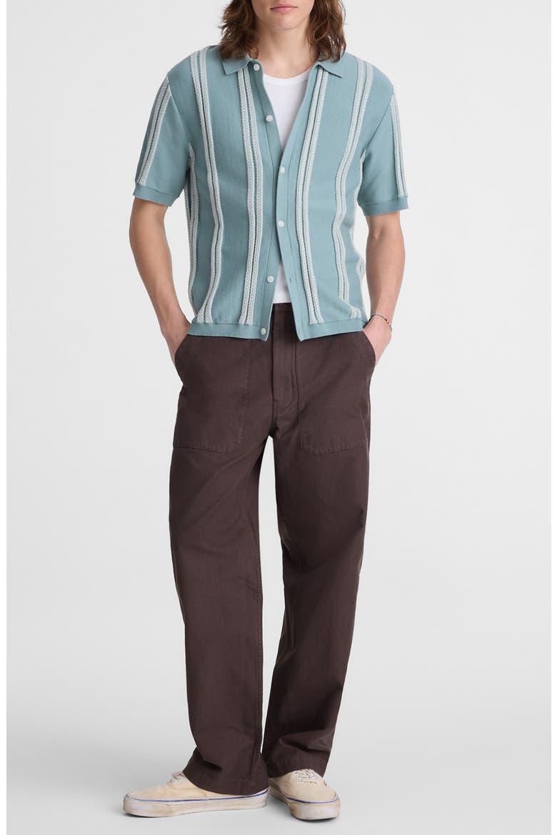 April Textured Stripe Full Botton Cotton Cardigan, Alternate, color, DISTANT OCEAN