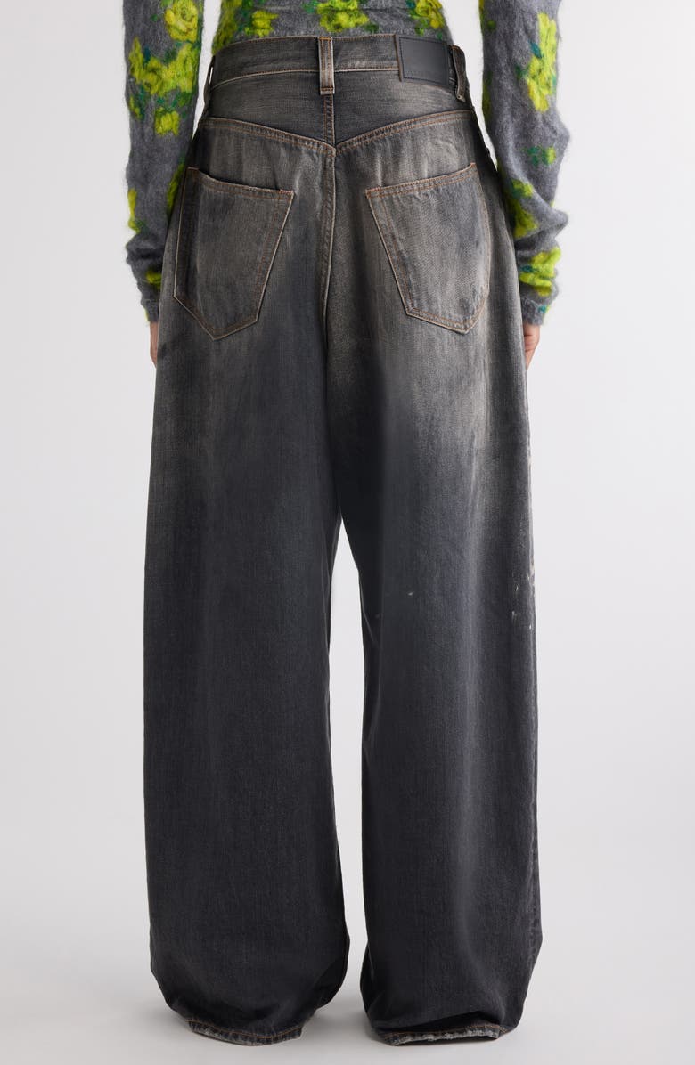 Acne Studios 2023 Black Trafa Paint Splatter Baggy Wide Leg Jeans, Alternate, color, Black