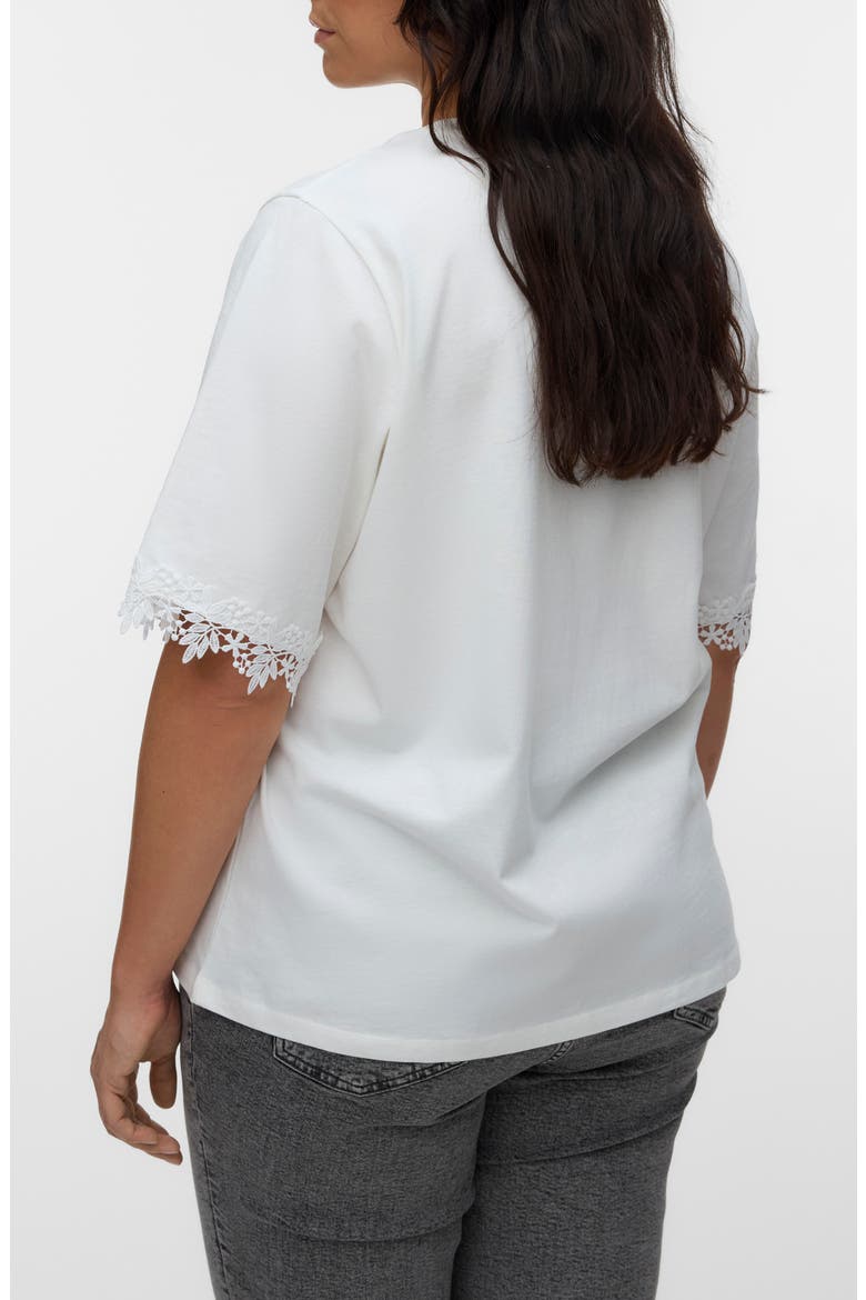 Lace Trim Organic Cotton T-Shirt, Alternate, color, SNOW WHITE