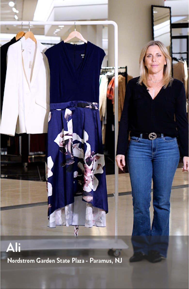 Floral Tie Belt High-Low Cocktail Dress, sales video thumbnail