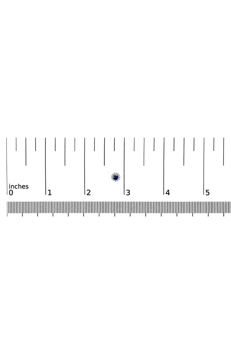 Haus of Brilliance 10K White Gold Blue Sapphire and 1/10 Ct Diamond Halo Stud Earrings, Alternate, color, White