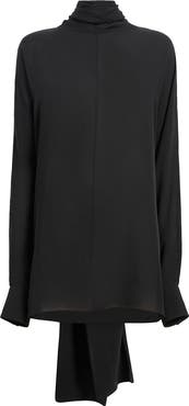 Khaite Bex Ruched Tie Turtleneck Silk Top