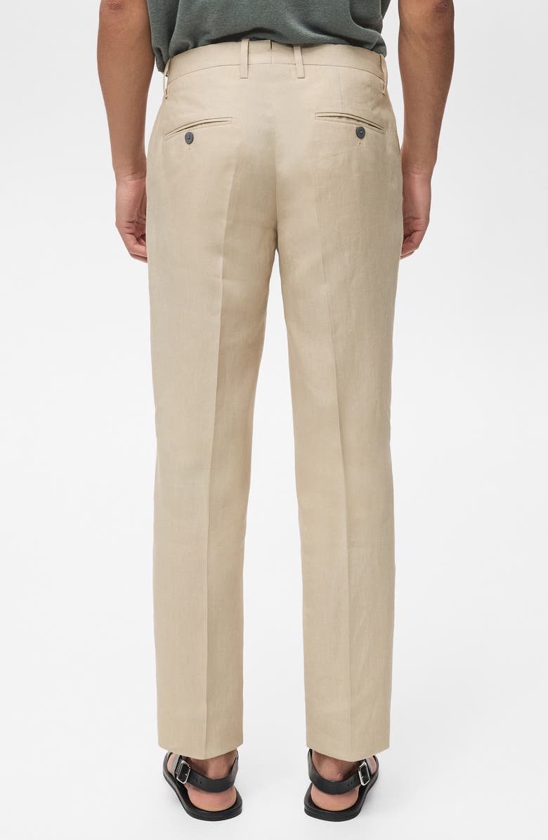 MANGO Slim Fit Linen Dress Pants, Alternate, color, Medium Brown