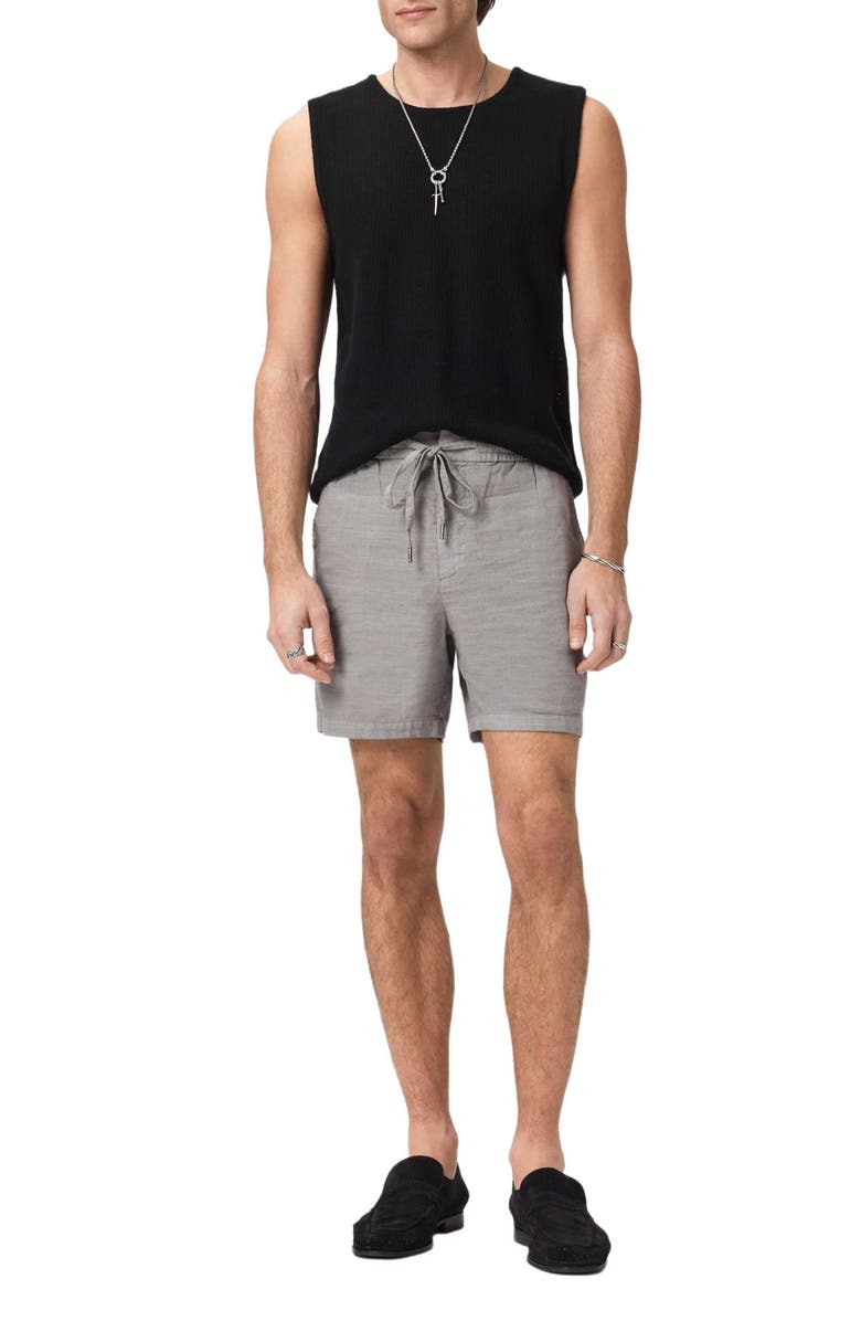 John Varvatos Daryl Linen Blend Drawstring Shorts, Alternate, color, Grey Sky