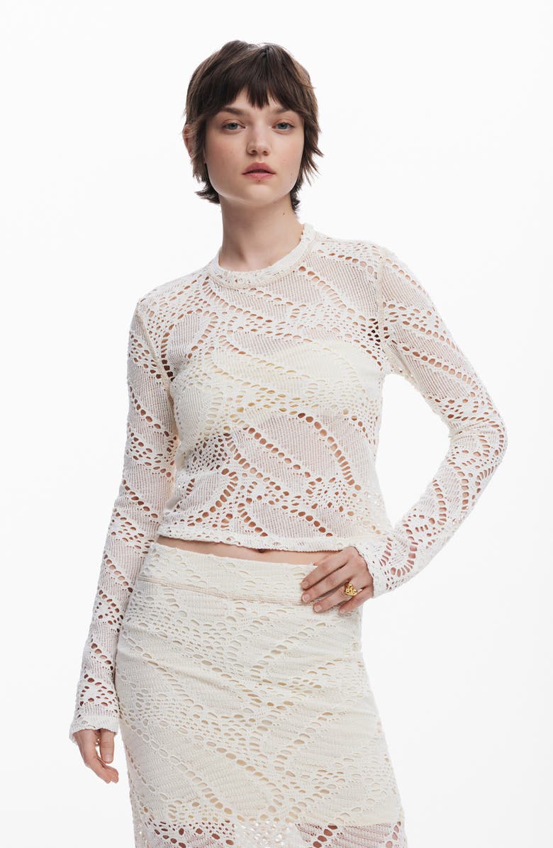 Desigual Open Stitch Knit Skirt, Alternate, color, Light Beige