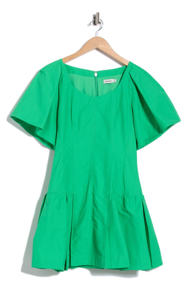 Hattie Flutter Sleeve Dress, Main, color, PARAKEET
